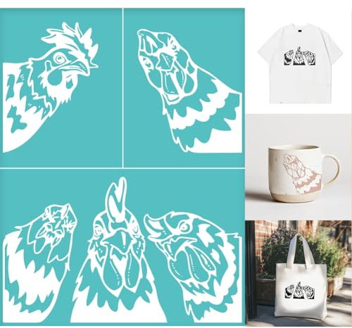 GOMAKERER 2pz Stencil Serigrafico con Motivo A Gallo, Modelli di Stencil per Pittura di Animali Da Fattoria, Autoadesivi Stampa Serigrafica per Bordi Da Parete, Decorazioni per La Casa
