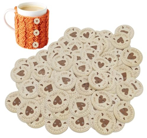 100PCS Wooden Buttons - Exquisite Lovely Handmade with Love - Smooth Surface Robust and Firm Baby Buttons for Cardigans, Sewing, Craft Decorations, DIY Handmade Gifts, Decor