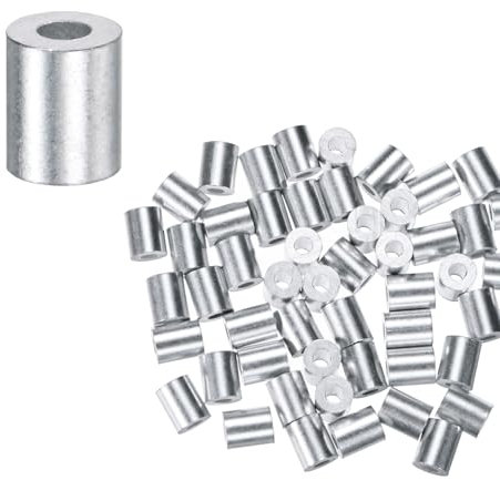M METERXITY 100er-Pack Aluminium Crimping Loop Sleeves, 1,5 mm 1/16 Runde Barrel Drahtseilhülsen Kabelhülse für Drahtseile/Kabel Crimping Loop Sleeve