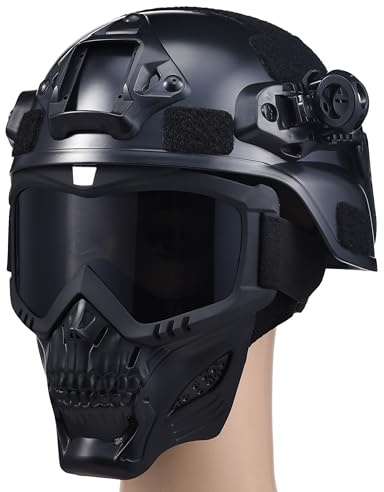 Airsoft Tactical Helmet, Full Face Mask for Men, Paintball Helmet, Military-Style with NVG Mount and Side Rails, Adjustable Strap - Complete Tactical Gear for Cosplay and Movie Props (FoxGrey)