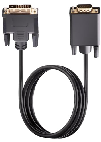 1.8M DVI-D to VGA Monitor Cable, Uni-Directional Male to Male Gold-Plated 1080P Full HD Cord Active 24+1 Pin DVI-D to VGA Adapter Compatible with Computer Laptop Monitor Projector HDTV