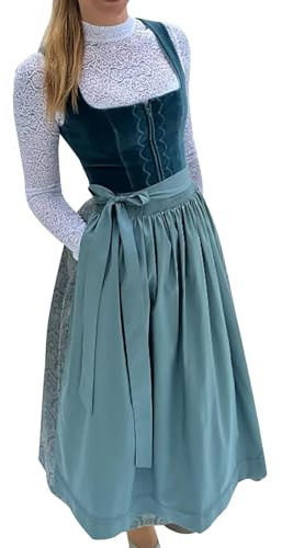 unilarinna Dirndl Abito da donna con grembiule, per Oktoberfest, Dirndl, costume da Halloween, costume tradizionale Dirndl, camicetta per Oktoberfest, vestito nero, 01-blu, XL