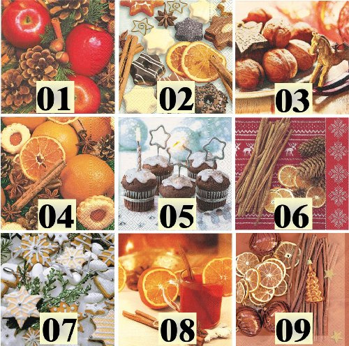 20 Servietten Motiv Auswahl m?glich Weihnachten Apple with Nuts Äpfel & N?sse