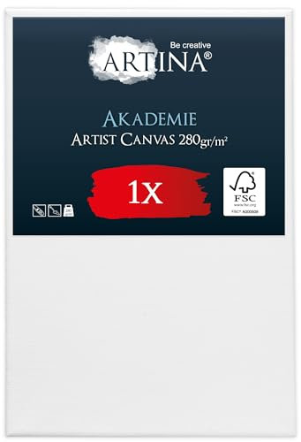 Keilrahmen Leinwand zum Bemalen 100x150 cm – Artina FSC® Leinwand bespannte Keilrahmen Leinwände zum malen für Acrylfarben Canvas Weiß 100% Baumwolle