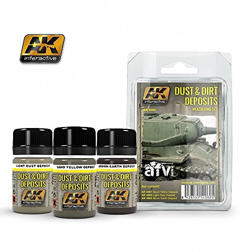 AK Interactive - Dust and Dirt Deposits Weathering Set - 35ml Enamel Model Paint