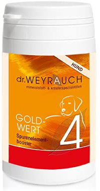 Dr. Weyrauch Nr. 4 Goldwert | 60 Kapseln | Ergänzungsfuttermittel für Hunde | Enthaltene Spurenelemente können zur Haut- & Fellgesundheit beitragen | Sekundäre Pflanzenstoffe