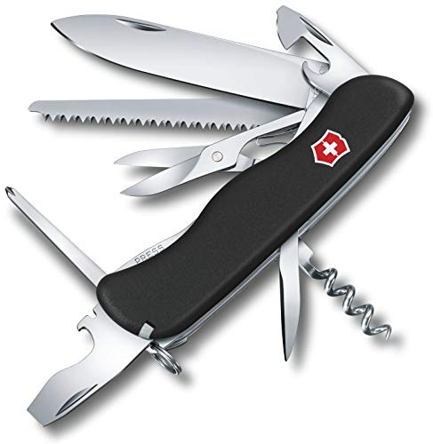 Victorinox, Schweizer Taschenmesser, Outrider, Multitool, Swiss Army Knife mit 14 Funktionen, Klinge, gross, Dosenöffner, Schraubendreher 3 mm, Feststellklinge