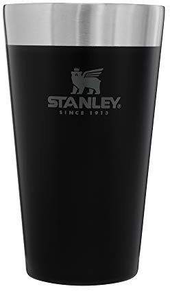 STANLEY Adventure Inulsated Stacking Beer Pint Glass, 16oz Stainless Steel Double Wall Rugged Metal Drinking Tumbler (Matte Black)