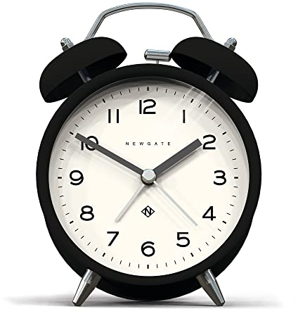 NEWGATE® Charlie Bell Echo wecker | Moderne Interpretation der klassischen doppelglockenuhr | Schwarz | Leicht lesbare Zahlen | Ideal für nachttisch, Schreibtisch oder Regal | Modernes Retro
