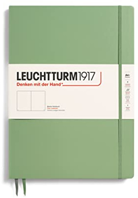 LEUCHTTURM1917 363921 Notizbuch Master Slim (A4+) Hardcover, 121 nummerierte Seiten, Salbei, blanko