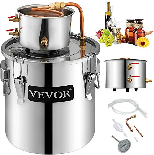 VEVOR - Caldera para agua destilada 8GAL, la caldera para agua clara de luna, para agua destilada, destilador de agua alcohólica, 8GAL de acero y cobre rojo