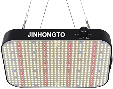 JINHONGTO Lampe LED Horticole 65Watt (600W Équivalent), 588 LEDs, Lampe Croissance Spectre Complet, avec Fonction de Gradation et de Guirlande, Lampe de Plante