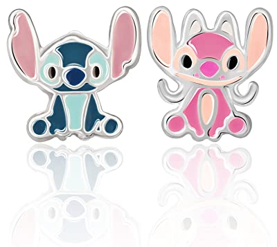 Disney Lilo & Stitch Ohrstecker – Mismatch Blume und Stitch oder Engel und Stitch Ohrstecker – Disney Ohrringe – Disney Schmuck