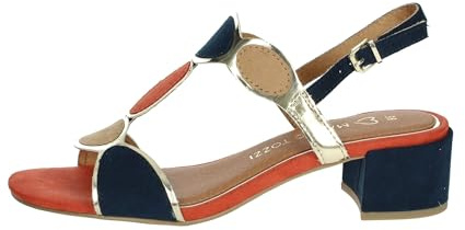 MARCO TOZZI Women's 2-28230-42 Heeled Sandal, Navy Comb, 5.5