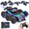 Mamowla Amphibisches Ferngesteuertes Auto, 4WD 2,4 GHz Ferngesteuertes RC Stunt-Auto mit Sprühnebel-LED-Lichtern, Elektrische Spielzeugautos für Jungen im Alter von 4–9 Jahren, Grün, U27CUH015G