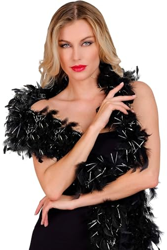 W WIDMANN MILANO Party Fashion - Federboa mit Lametta, Länge circa 180 cm, Federschal, Accessoire, Mottoparty