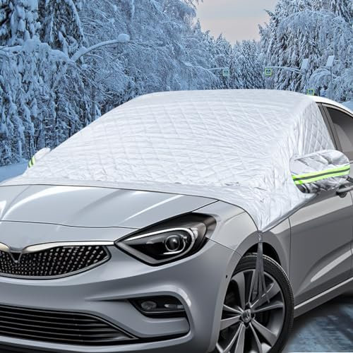SelfTek Car Windscreen Cover for Winter, Large Car Frost Windscreen Cover with Rearview Mirror and Side Windows Cover Waterproof Windshield Cover for Ice and Snow Fits Most Cars, SUVs