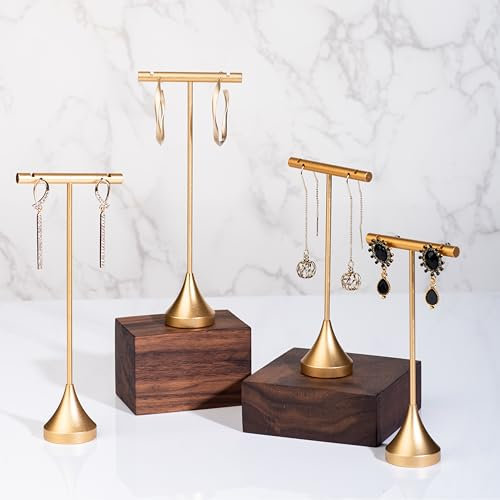 GISELA D 4 Stück Gold Ohrringe Ständer Für Verkauf und Show, T-Bar Schmuck Organizer