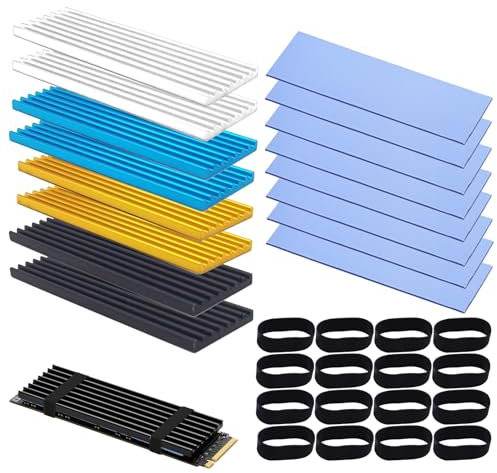 EULAPGOE 8 Pack M.2 2280 Nvme SSD Disipador Térmico con Almohadilla Térmica Disipador Térmico de Aleación de Aluminio para Portátil, 70x22x3mm