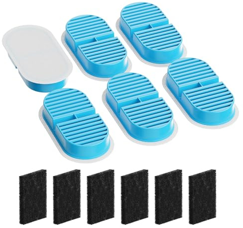 TOONIOOS 12 Fuente para Gatos Filtros: Bebedero Gatos Filtros - Fuente Gatos Filtros - Fuente de Agua para Gatos Filtros - 6 Filtros de Carbón + 6 Filtros de Esponja