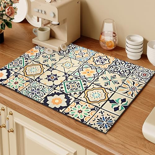 Alfombrilla para Cafetera, 40x60cm Alfombra Escurreplatos, Alfombrilla Escurridora De Secado Rápido para Vajilla Alfombrilla Escurridora para Cafetera Fregadero De Cocina