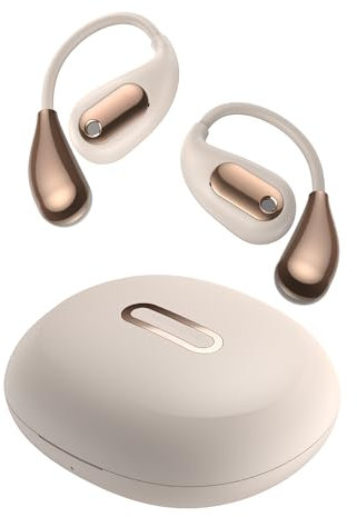 Open Ear Earbuds, Open Ear Headphones with Clear Calls, Bluetooth 5.4 Wireless Earbuds With Ear Hooks, 30 Hours Playtime IPX5 Waterproof Sport Earphones For Workouts, Running, Fitness (Golden)