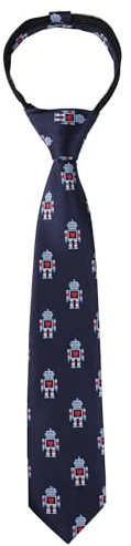 zerosevenee Corbata con cremallera preatada para niños, corbata estrecha para la escuela, baile de graduación, fiesta, Robots, Talla única