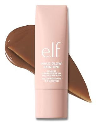 e.l.f. Halo Glow Skin Tint SPF 50, getönte Feuchtigkeitspflege mit leichter, aufbaubarer Deckkraft für einen natürlichen Glow, vegan und tierversuchsfrei, 13 Deep Neutral