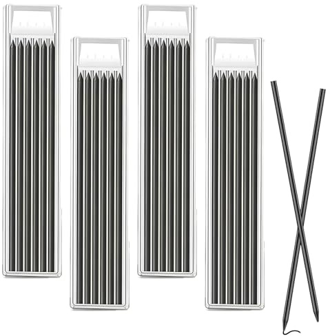 24 recharges de crayons de charpentier, 2,8 mm HB robuste mine crayon chantier, réutilisables mine criterium, recharge de graphite de charpentier pica dry