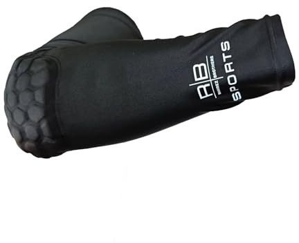 RAMIREZ BROTHERS Manga Compresiva para Codo con Protección de Impacto, Acolchada, para Fútbol, Baloncesto, Rugby y Balonmano, Negro (L)