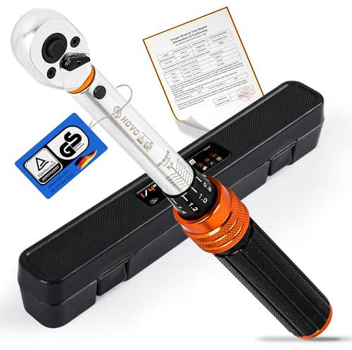 Warmfay Chiave dinamometrica 1/2 pollici, 1-25 NM Torque Wrench Set ±3% di precisione di errore con testa a cricchetto reversibile a 72 denti, certificazione TÜV Süd GS, chiave dinamometrica per