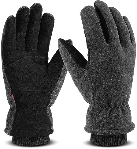 OZERO Winterhandschuhe Herren Damen Skihandschuhe Hirschleder Gefüttert