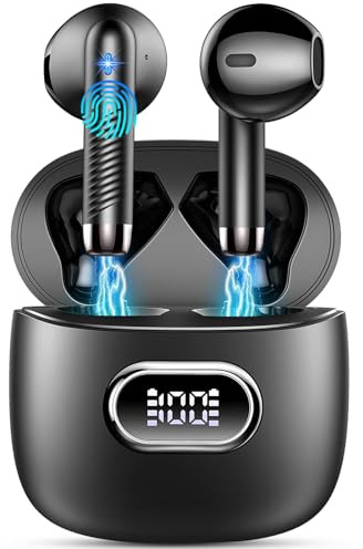 Auriculares Inalámbricos Bluetooth, Auriculares Bluetooth 5.4 HiFi Estéreo, 42H Cascos Inalambricos Bluetooth con ENC Reducción de Ruido, Pantalla LED, USB-C, Control Táctil,IP7 Impermeable Audifonos