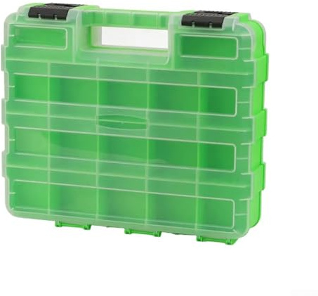 Boîte de rangement en plastique double face avec cloison amovible pour organiser vis, écrous, boulons et petits articles de quincaillerie