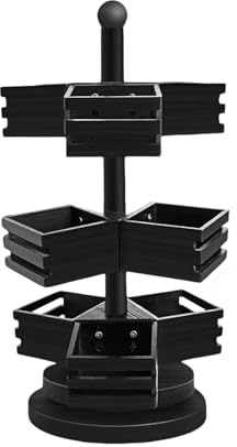 Porta-bustine di tè, 3 ripiani, 9 scomparti, girevole a 360°, supporto verticale per bustine di tè, per casa, cucina, dispensa, bar, ufficio, scrivania