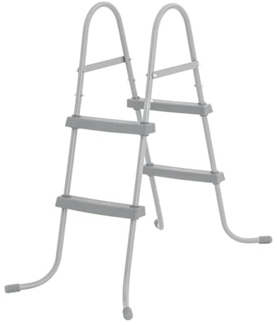 Runheo Échelle de Piscine à 2 marches Flowclear 84 cm en métal INOX avec rampes antidérapantes pour entrée et Sortie sécurisées adaptée aux piscines Hors-Sol, Facile à Assembler