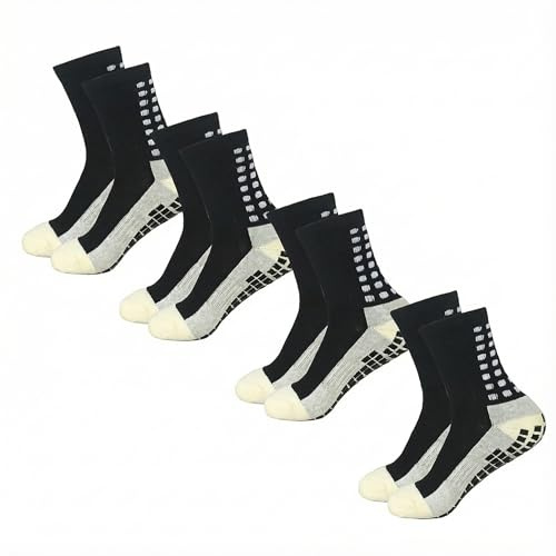 Yufree 4 Pairs Mens Grip Soccer Socks Non Slip Grippy Women Socks for Football Basketball Sports