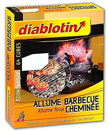 DIABLOTIN | ALLUME BARBECUE – CHEMINÉE CUBES DE PÉTROLE DÉSODORISÉ | 64 cubes (format économique) | AFEU3