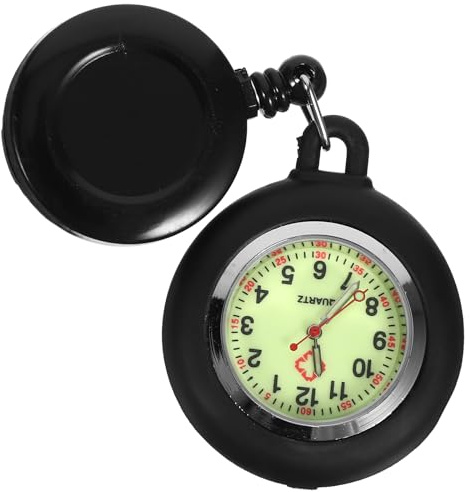 Hemobllo Luminous Badge Reel Pocket Watch Clip-on Pocket Hanging Watch for Students and Doctors Smiling Face Dial Lightweight 1.38 X 0.39 X 0.12 in 1 X