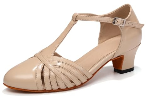 RUYBOZRY Chaussures de Danse Latine Femme Salsa Tango Valse Fête Chaussures de Danse de Salon,YCL259-4.5,Beige,EU 38