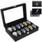 SAMISO Boîte à Montres à 12 Emplacements, Coffret à Montres,Présentoir à Montres,avec Couvercle en Verre,Coussinets Amovibles,Cadeau pour Homme,Boîte Rangement Montre pour Hommes Femmes,Noir