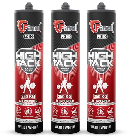 Final Adhesives Hochwertige Hybrid-Polymer-Technologie Montagekleber Extra Stark, Vielseitige Wandkleber Ohne Bohren, Wetter- & Temperaturbeständig, Stark, Innen- & Außenanwendung, weiß 2x290ml