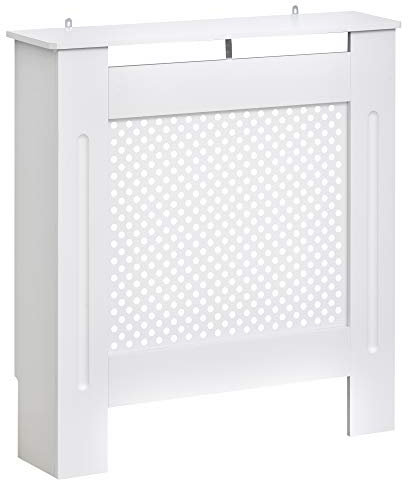 HOMCOM - Cubierta radiador, cubierta radiadora, rejilla redonda, de madera, 78 x 19 x 82 cm, color blanco