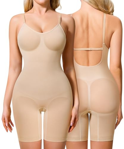 Irisnaya Shapewear Bodysuit for Women Tummy Control Backless Low Back Body Suits for Womens Full Body Shaper Body Suit