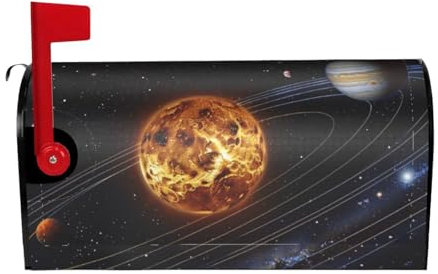Outer Space Galaxy Solar System Printed Fall Mailbox Cover Magnetic Standard - Waterproof Mailbox Wraps Post Letter Box Decor Garden Yard Farmhouse Decoration Letter Box Cover 25.5x21 in