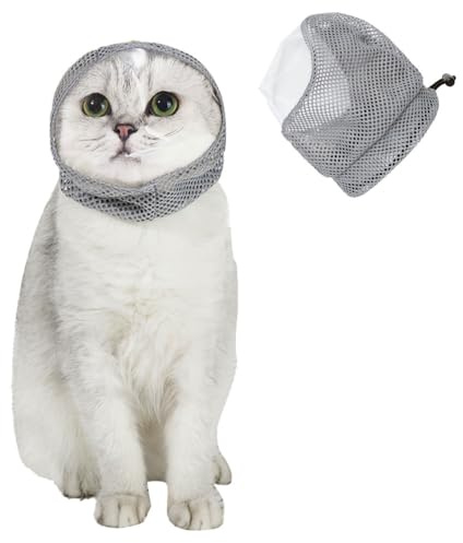 Museruola Gatti, Museruole per Gatto Pieghevole Regolabile in Rete, Copri Bocca per Gattini Prevenire Morsi, Masticazione e Toelettatura