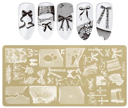 Plaque de tampon professionnelle pour ongles - Motif floral et papillon - En acier inoxydable - Accessoires pour manucure et décoration d'ongles - Pour un usage domestique