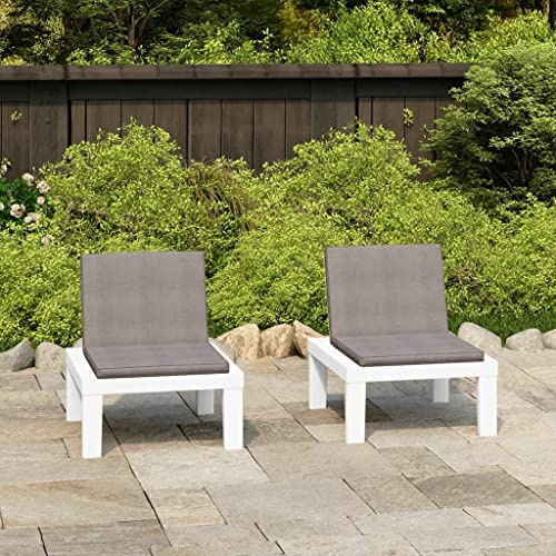 Nqyjm Bain de Soleil, Chaises de Salon de Jardin et Coussins Lot de 2 Plastique Blanc Chaise Longue d'extérieur, Transat de Plage Relax pour Jardin, Terrasse, Balcon, Camping Model 2