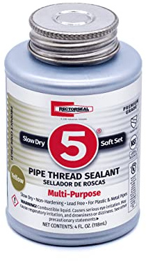 RectorSeal No. 5 25631 Pipe Thread Sealant, Lubricates & Protects Threads, Soft Setting, Slow Drying, & Permits Easy Breakout, Lead Free & Contains No Other Metals, 4 oz