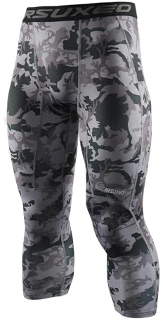 ARSUXEO 3/4 Collant de Compression Leggings de Course à Pied pour Hommes Pantalon Capri Sport Gym K75